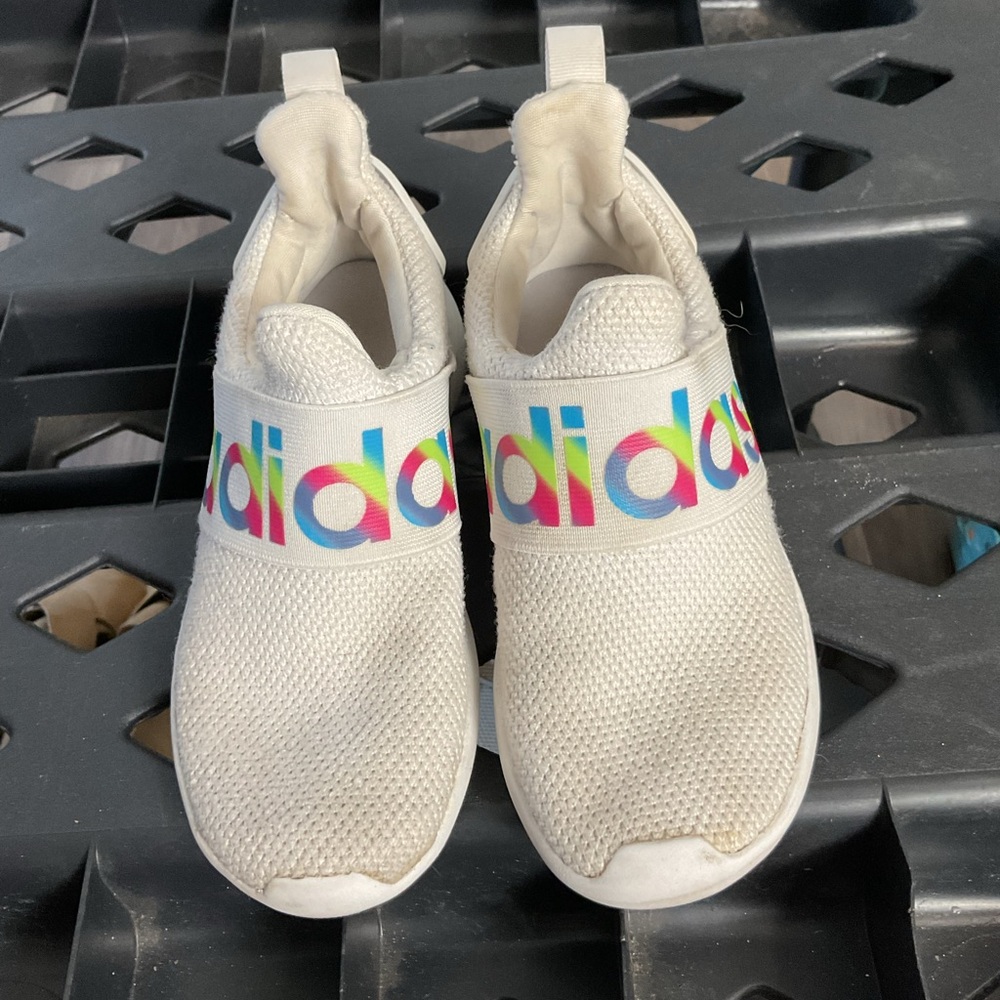 Adidas Cream Slip-On Shoes with Multicolor Logo